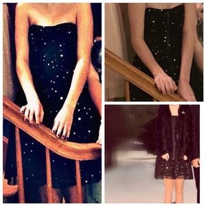 Size 1 Black sparkle strapless dress